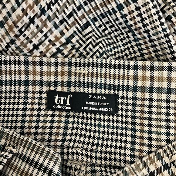 Zara TRF Collection Women's Size Medium Blue Gray Brown Striped Dress Pants - Picture 11 of 12